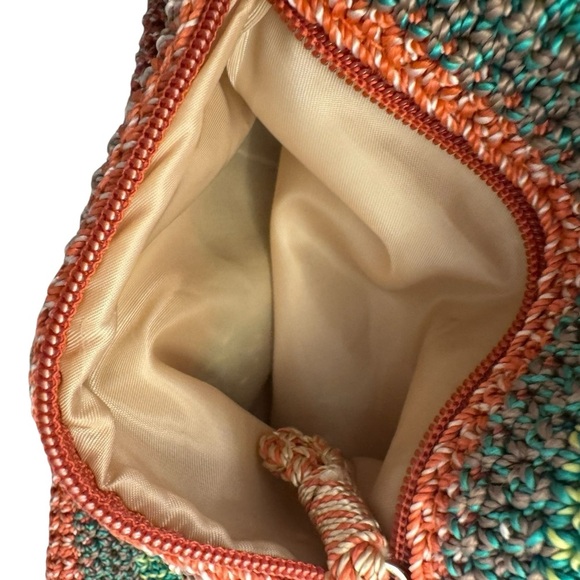 The Sak Belle Crochet Tote Striped Multicolor Boho Hippie Hobo Striped Knit Bag - Picture 8 of 13